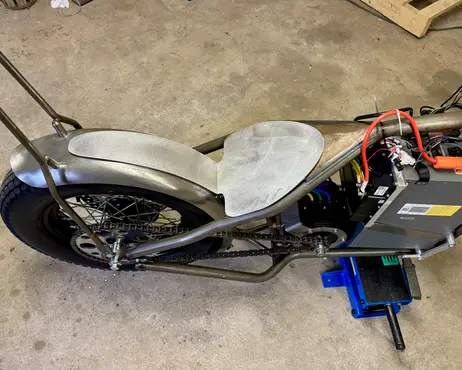 The bike from the side with the finished seat pan mounted