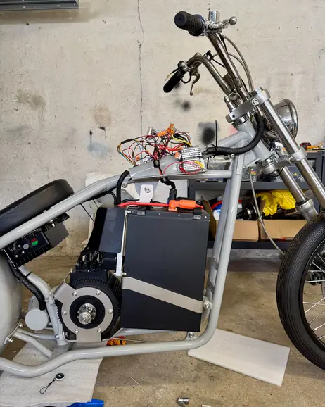 The bike from the side with the battery box back in place