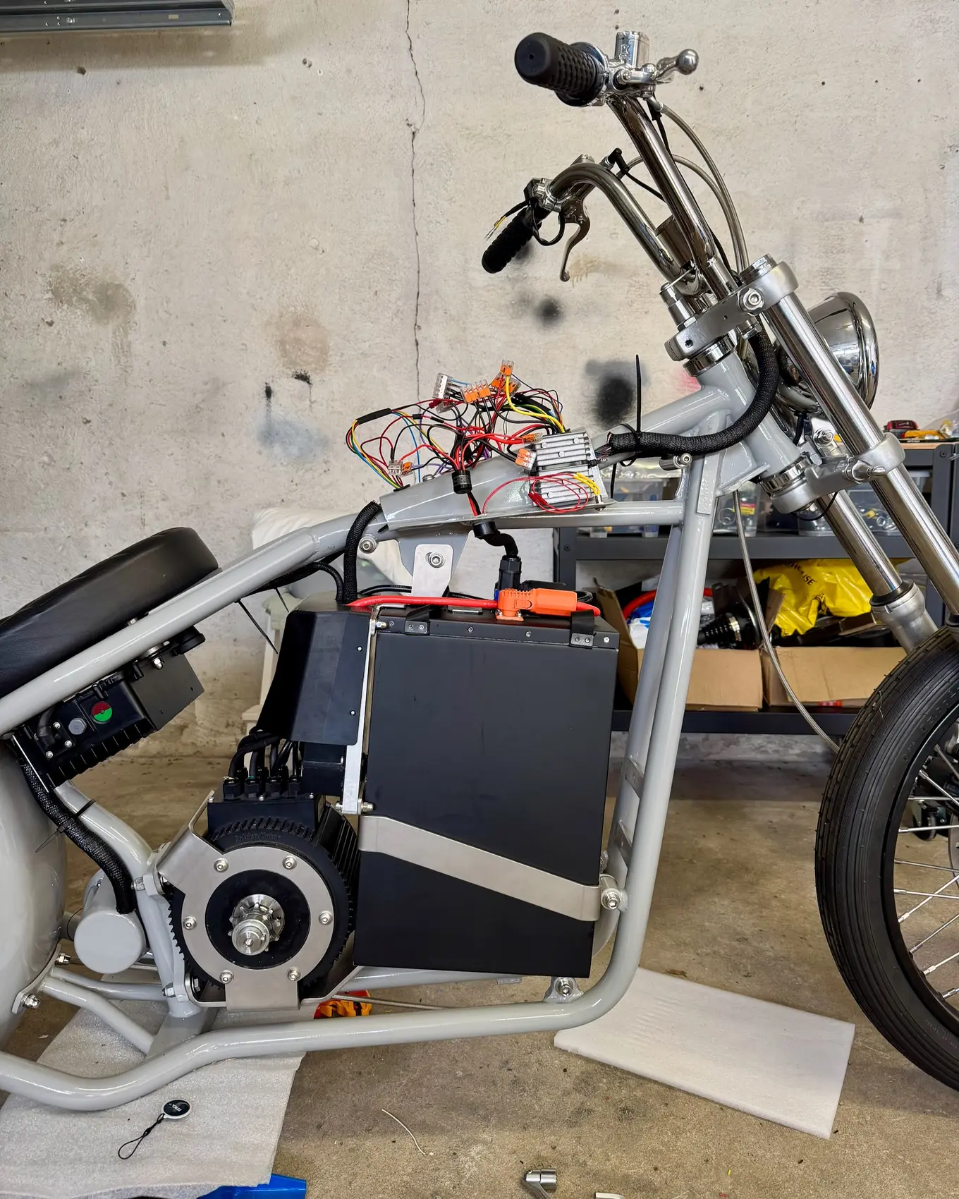The bike from the side with the battery box back in place